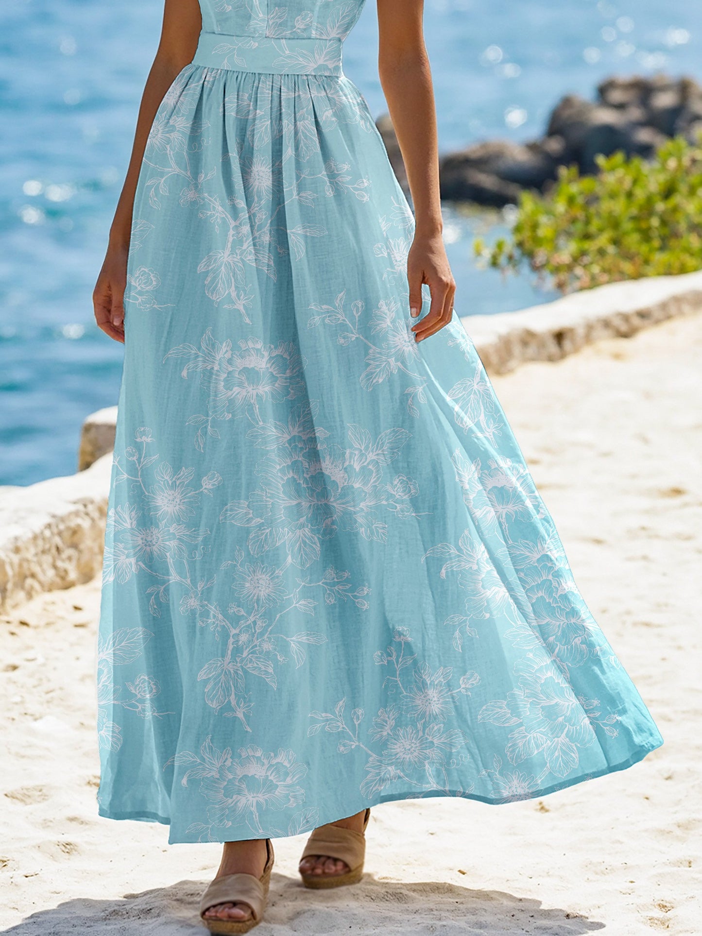 (TAILLE:XS-XXL) Robe longue en lin, manches courtes, col montant, motifs floraux, dentelle, vintage, abricot