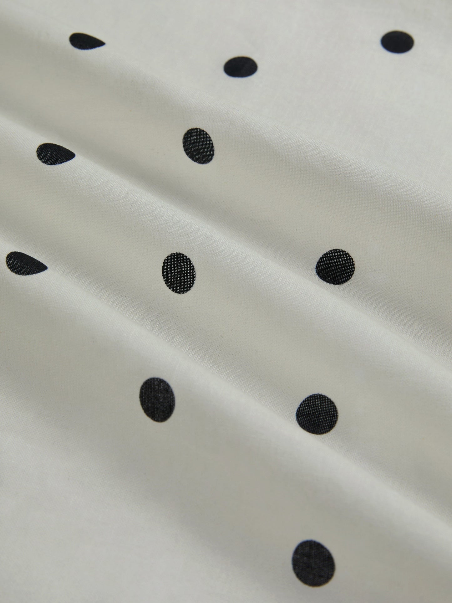 Robe longue en lin, manches courtes, col châle, pois, esprit vintage français, blanc cassé