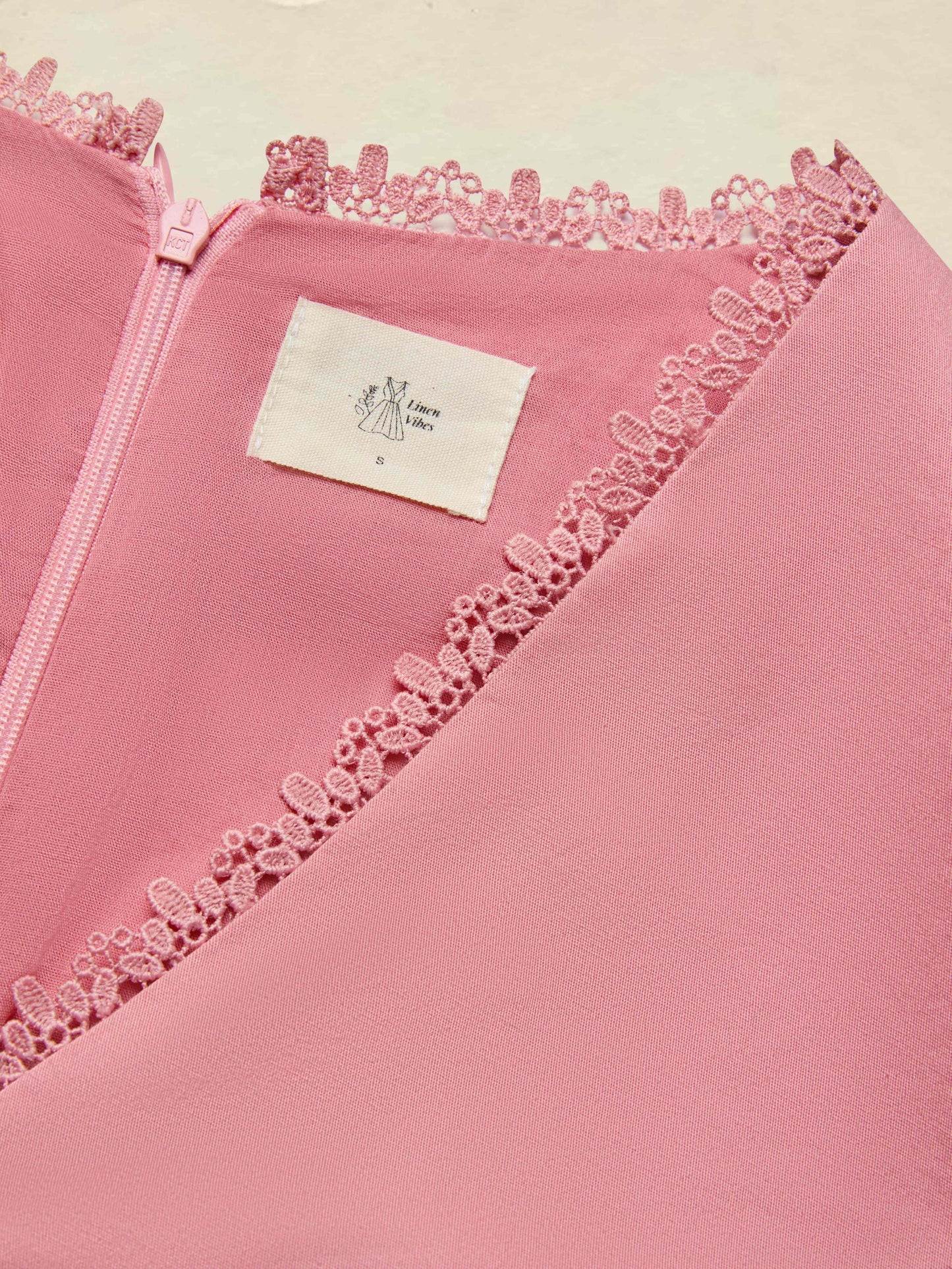 Robe midi en coton, demi-manches, col en V, unie, ceinture, style vintage, rose foncé