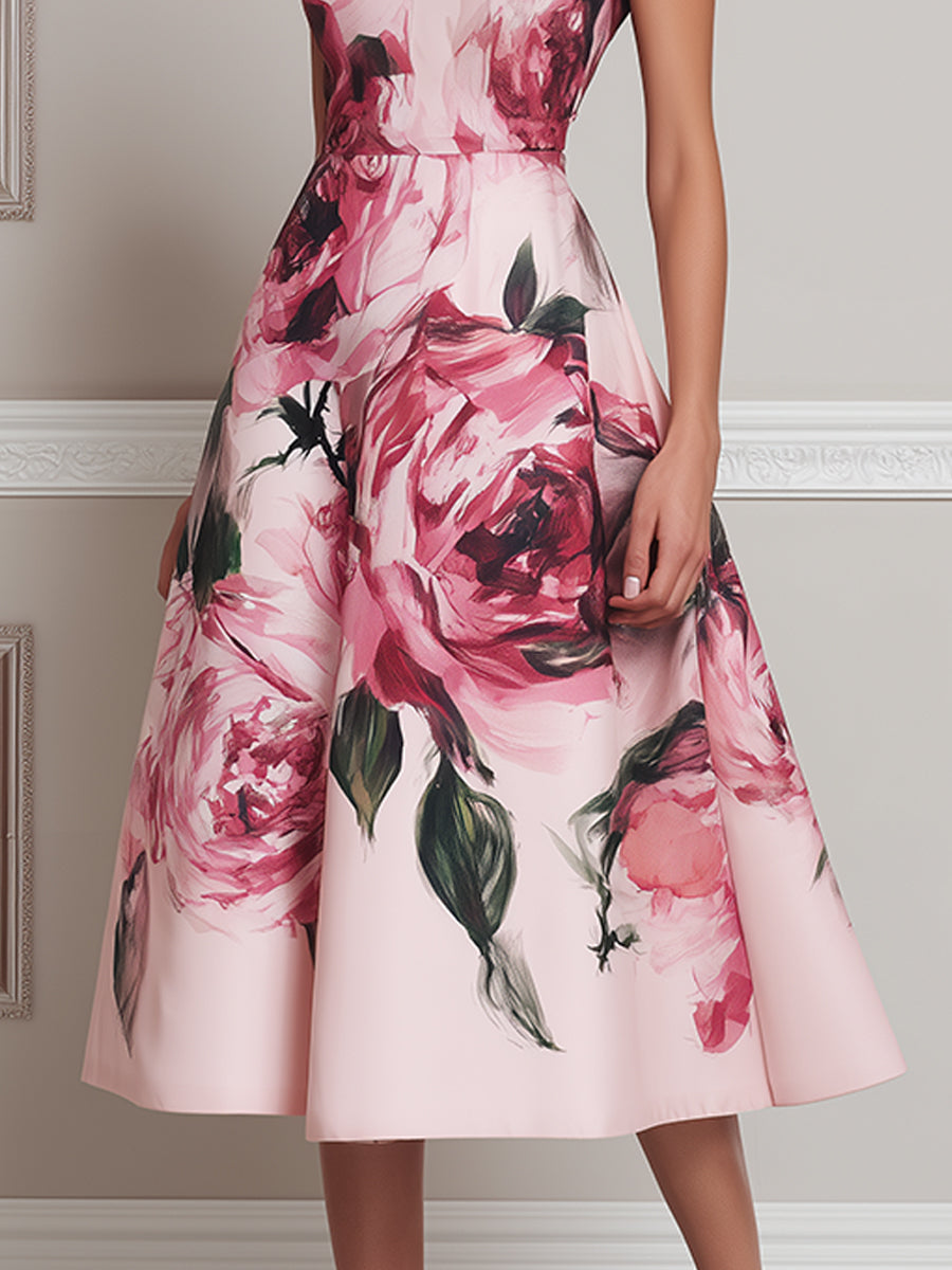 Ethereal Rose Illusion Midi Dress