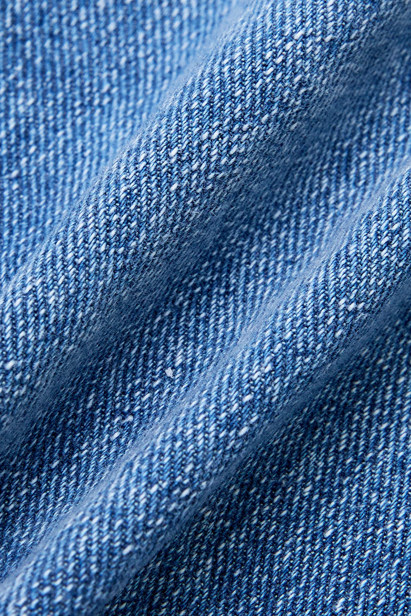 Wash Stitch Detail Mid Waist Denim Mid Thigh Shorts