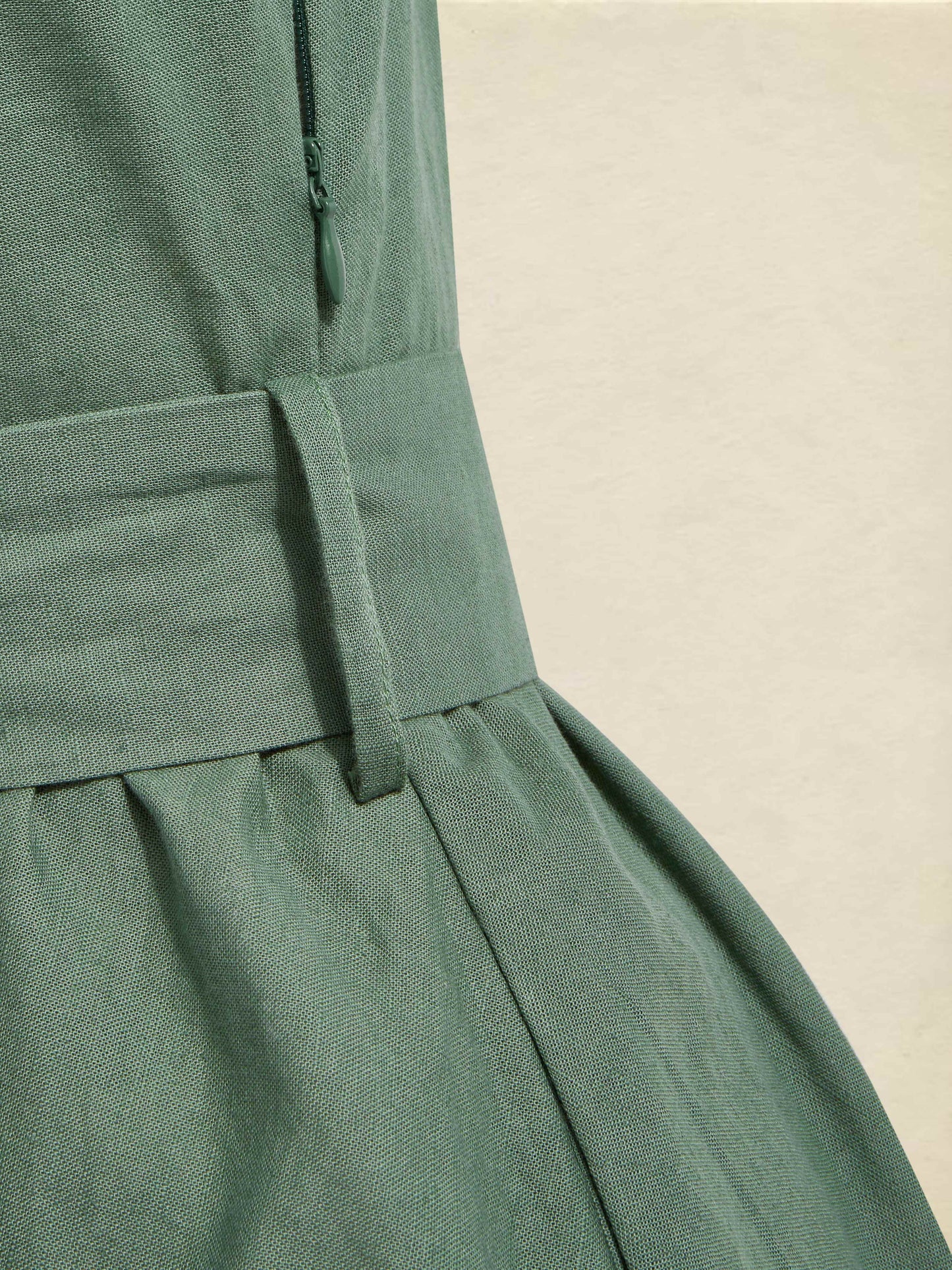 Robe mi-longue en lin, manches courtes, mélange de lin, unie, Renaissance, vert