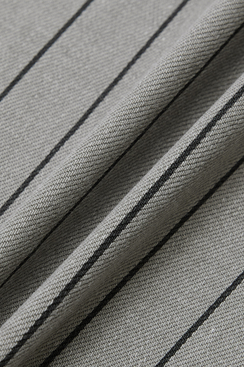 Pinstriped Drawstring Side Pocket High Waist Straight Leg Cropped Pants