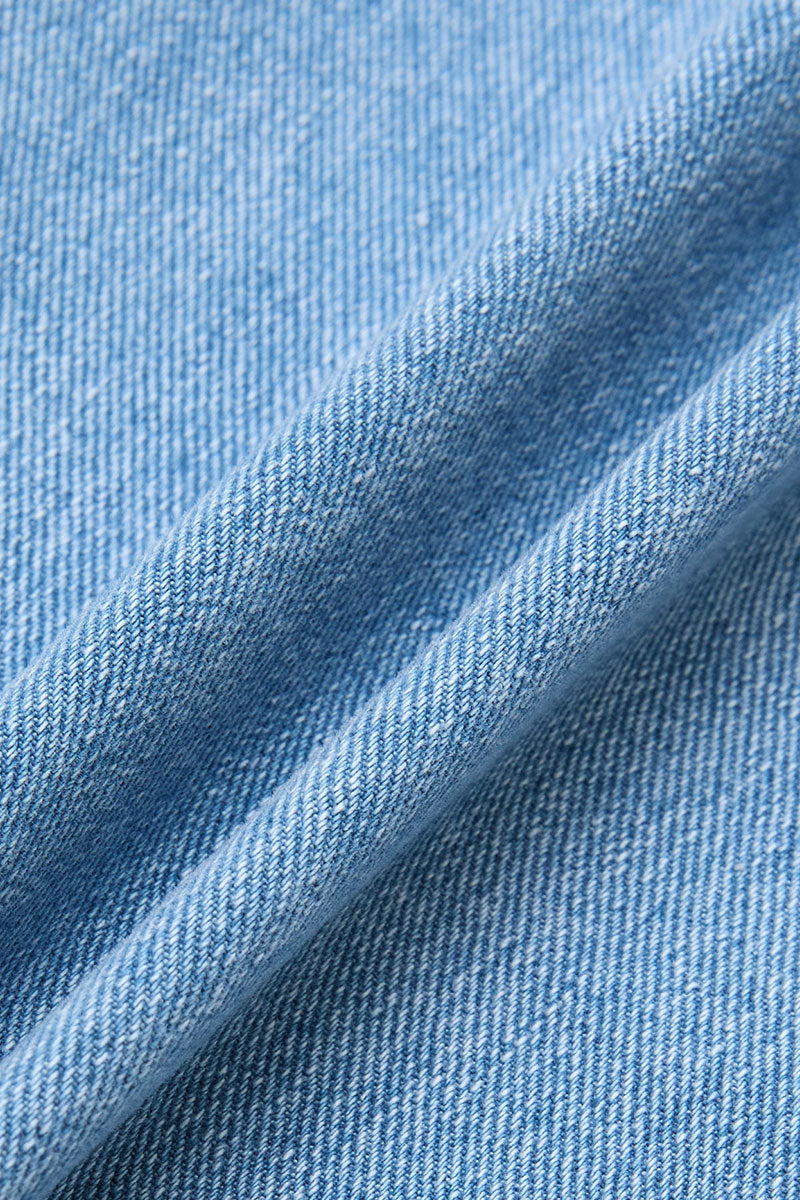 Stitch Detail Mid Waist Wide Leg Jeans Without Belt