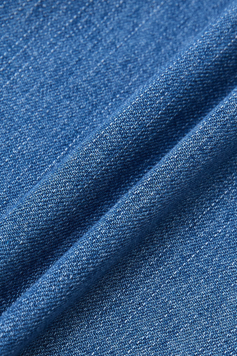 Wash Star Pattern Stitch Detail Mid Waist Bootcut Jeans Without Belt