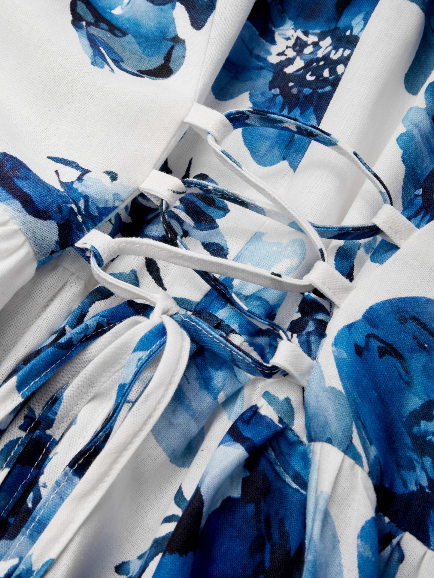 Robe longue en lin, sans manches, dos nu, motif floral, vintage, blanche