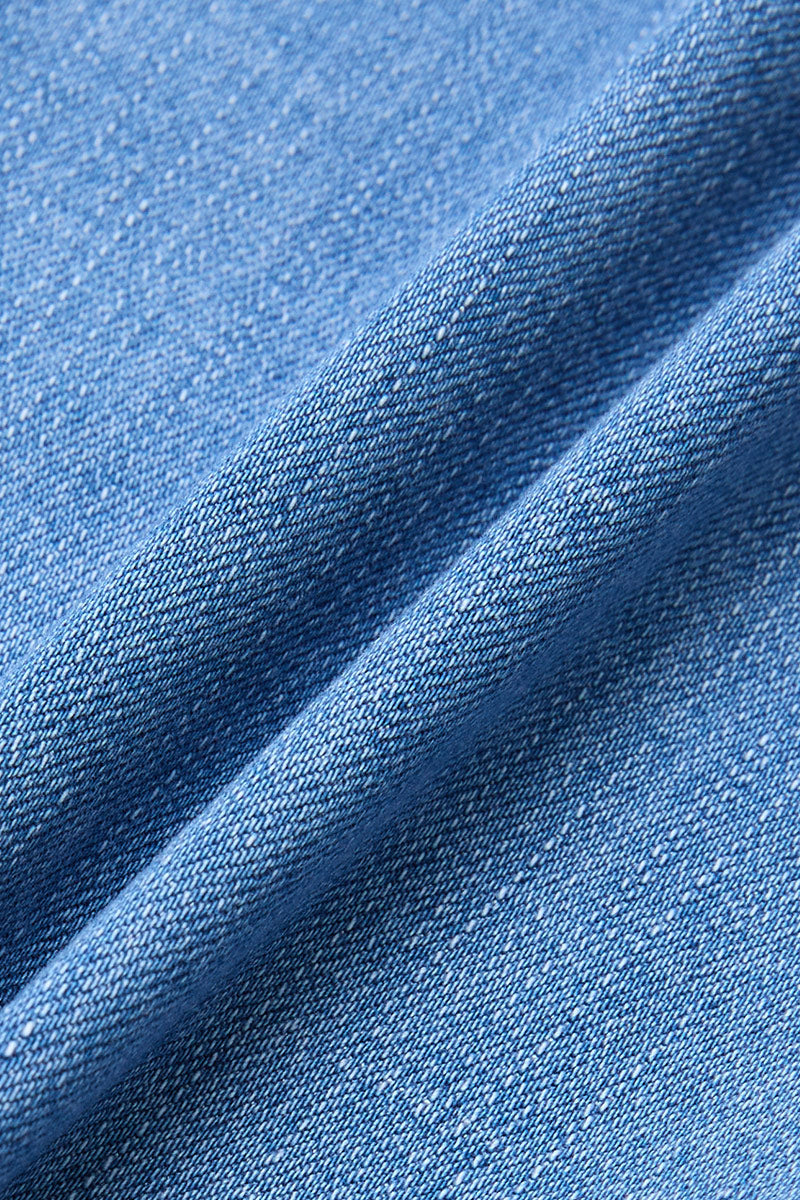 Raw Hem Ruffle Mid Waist Straight Leg Cropped Jeans