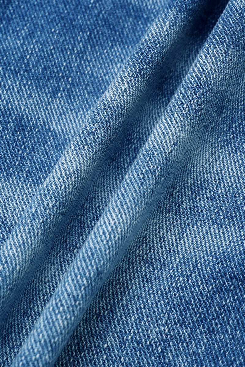Wash Split Studded Mid Waist Denim Shorts