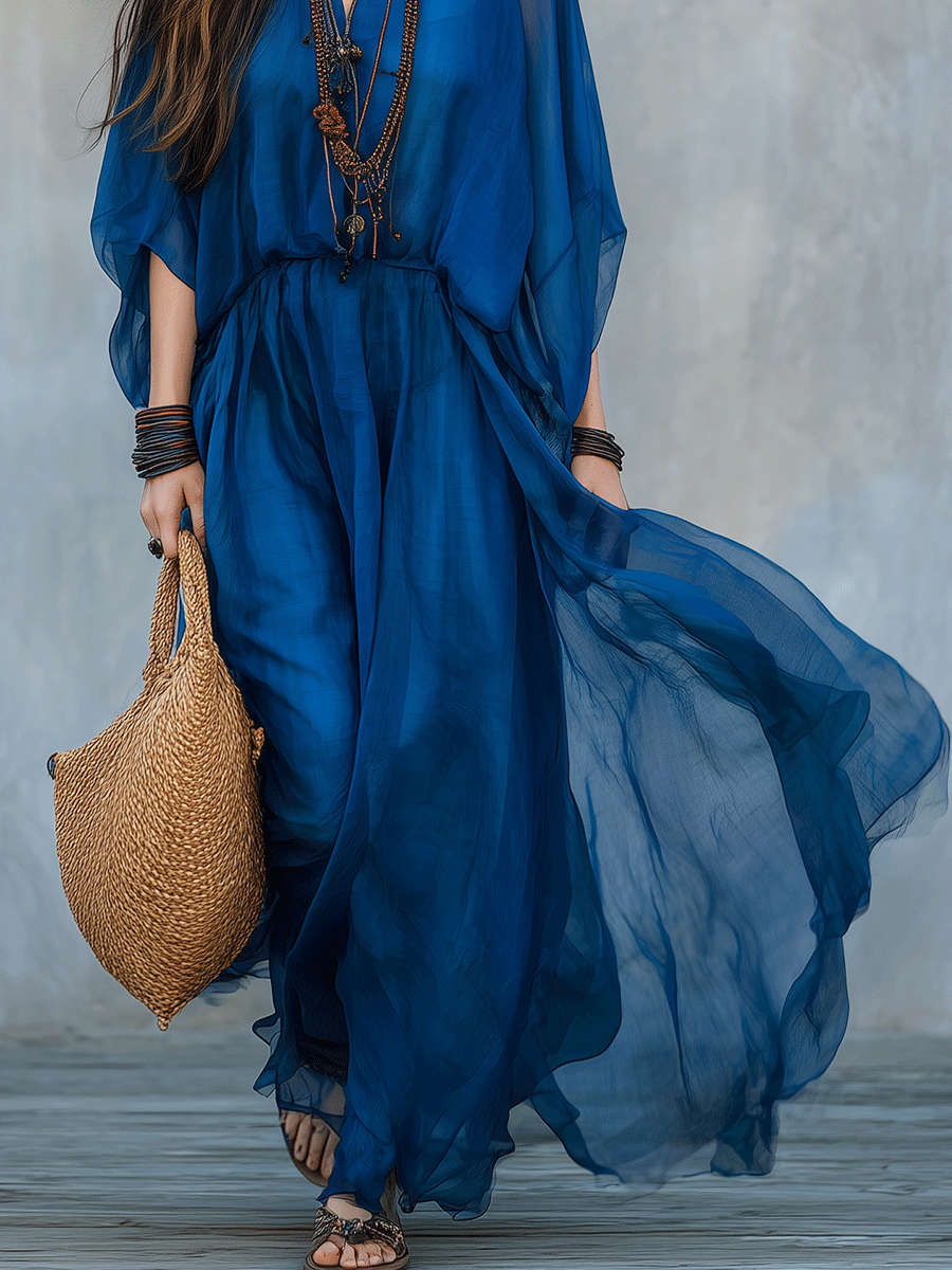 Robe longue superposée vaporeuse style bohème sans effort