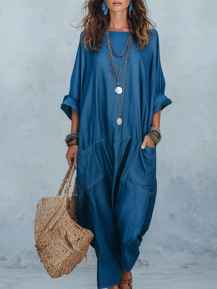 Robe de poche bleu nuit bohème