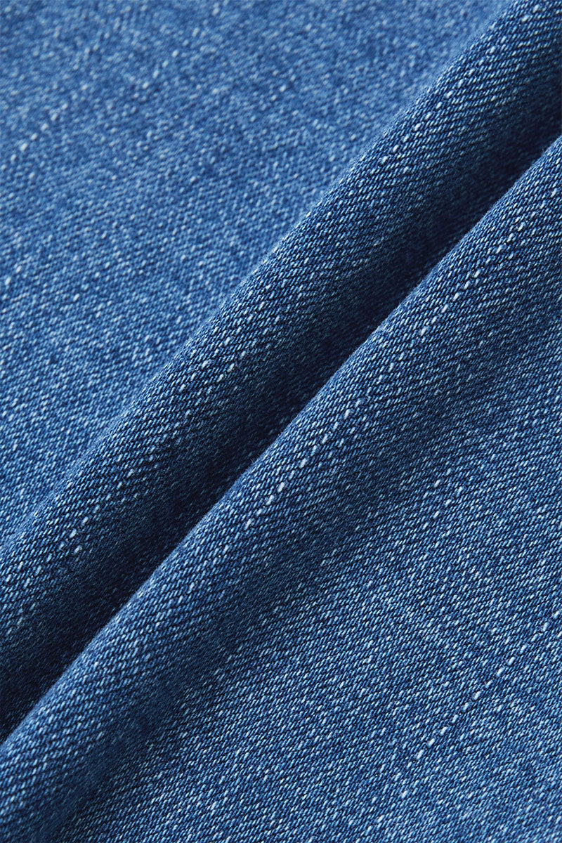 Stitch Detail Shirred High Waist Wide Leg Capri Jeans
