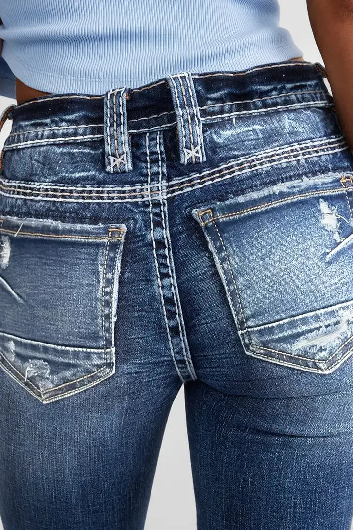 90s Vintage Slant Pocket Mid Waist Bootcut Jeans