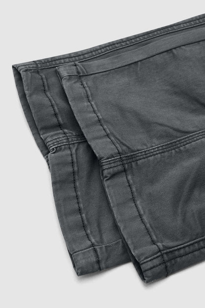 Solid Stitch Detail Mid Rise Straight Leg Cargo Pants Without Belt