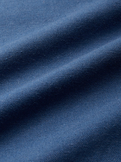 Robe midi en lin, manches courtes, col châle, unie, boutonnée, vintage, bleu marine