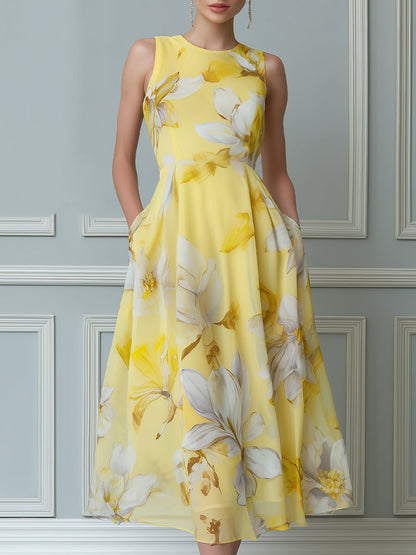 Sun-Drenched Floral Midi Dress