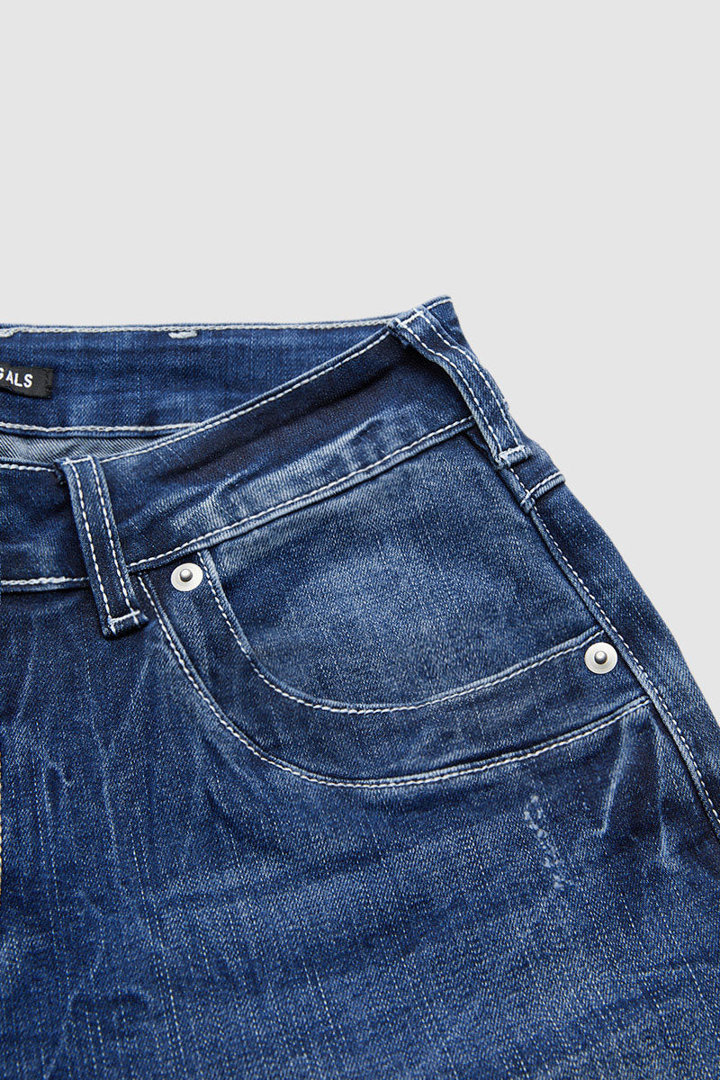 Wash Mid Waist Straight Leg Jeans