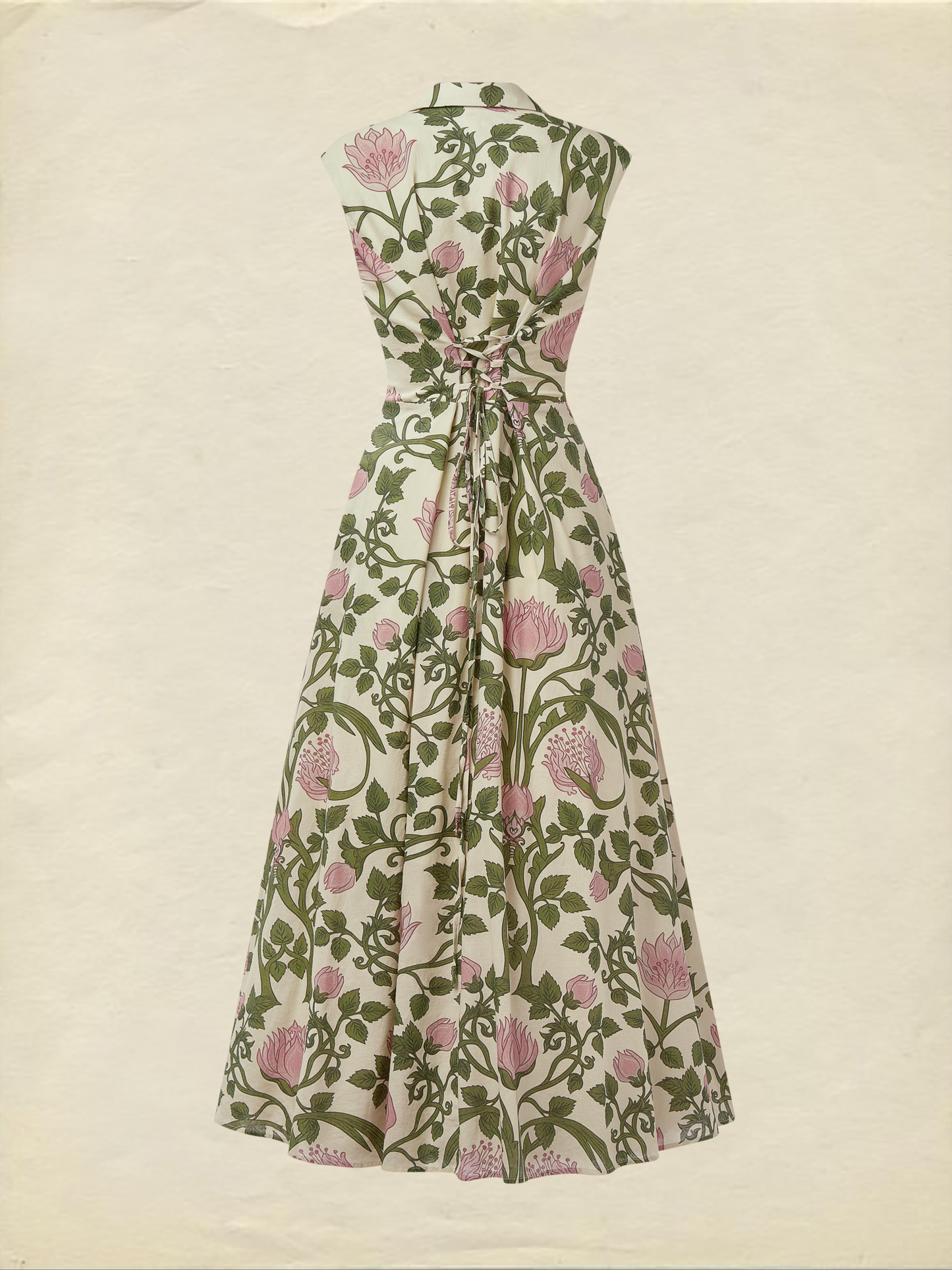 (TAILLE:XS-XXL) Robe Midi en Lin, Manches Courtes, Col Châle, Fleurie, Boutonnée, Vintage, Verte