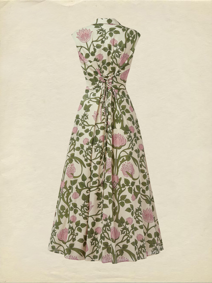 (TAILLE:XS-XXL) Robe Midi en Lin, Manches Courtes, Col Châle, Fleurie, Boutonnée, Vintage, Verte