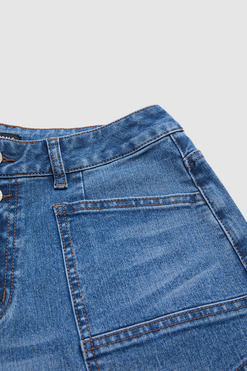 Wash Roll Hem Mid Waist Tapered Crop Jeans Without Belt