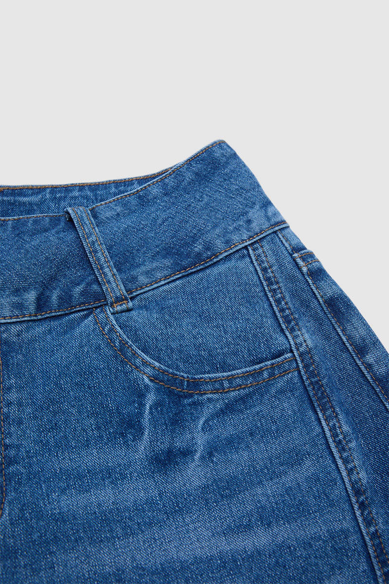 Wash Roll Hem Button Up Mid Rise Barrel Leg Crop Jeans