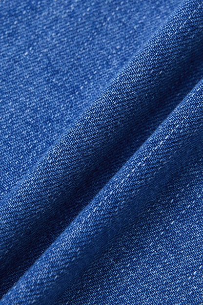 Wash Stitch Detail Mid Waist Straight Leg Capri Jeans Without Belt