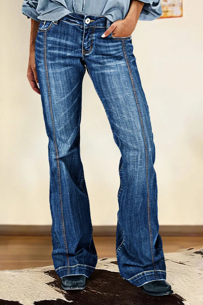 Wash Seam Front Mid Rise Bootcut Jeans