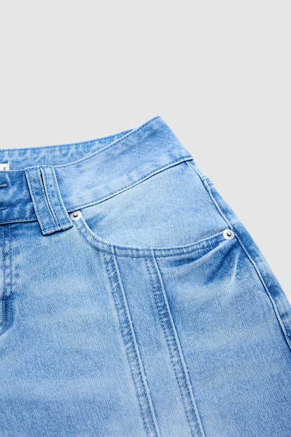 Wash Side Split Ripped Detail Mid Waist Wide Leg Cropped Jeans