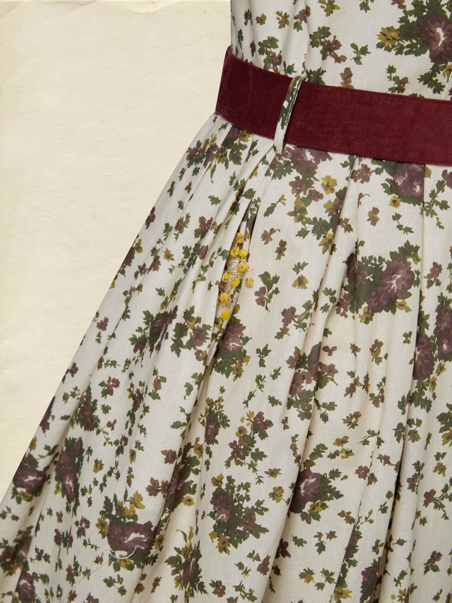 Robe Midi en Lin, Manches Longues, Col Châle, Imprimé Floral, Ceinturée, Vintage, Abricot