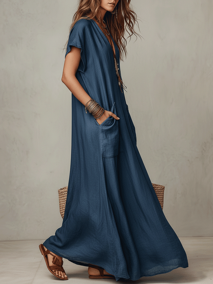 Robe longue bohème décontractée et fluide