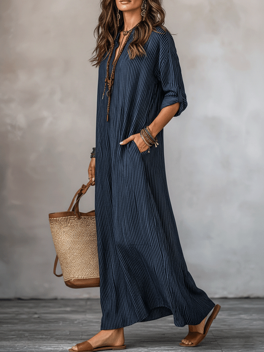 Robe longue coupe ample Nomadic Indigo