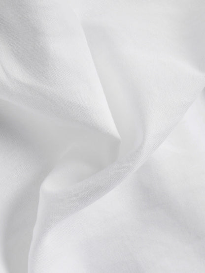 Robe longue en lin, manches courtes, col châle, unie, vintage, blanche