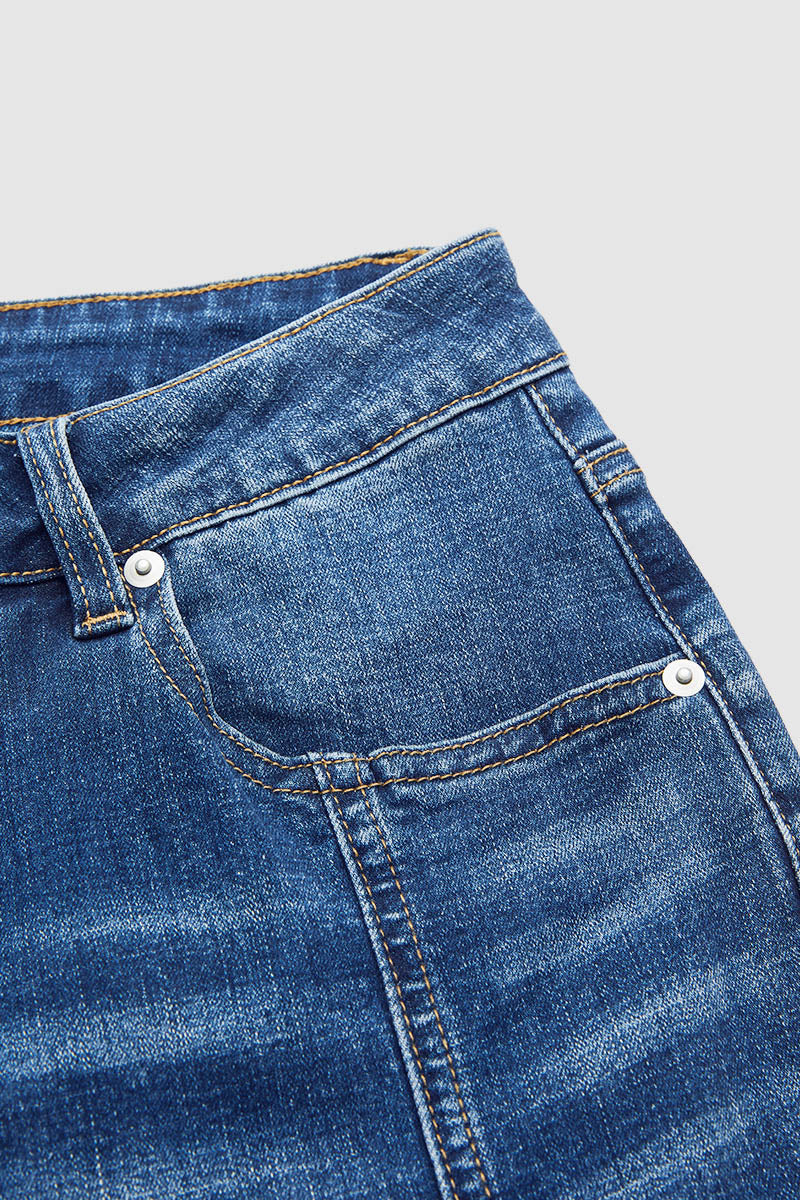 Wash Seam Front Mid Rise Bootcut Jeans