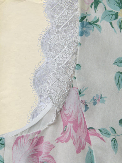 Robe longue en coton, sans manches, col en V, florale, en dentelle, vacances, vintage, abricot