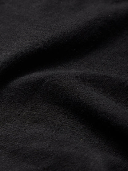 Robe longue en lin, Manches mi-longues, Col en V, Unie, Boutonnée, Style vintage, Noire