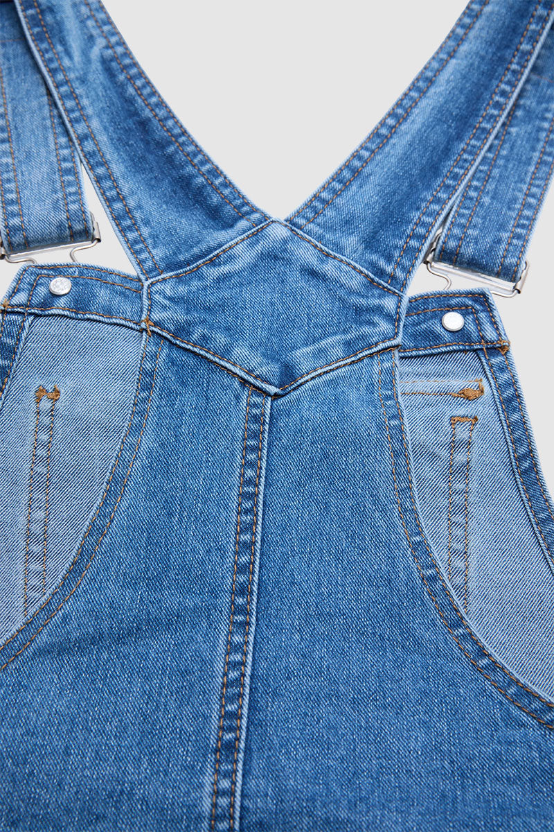 Wash Ripped Raw Hem High Waist Straight Leg Crop Overalls