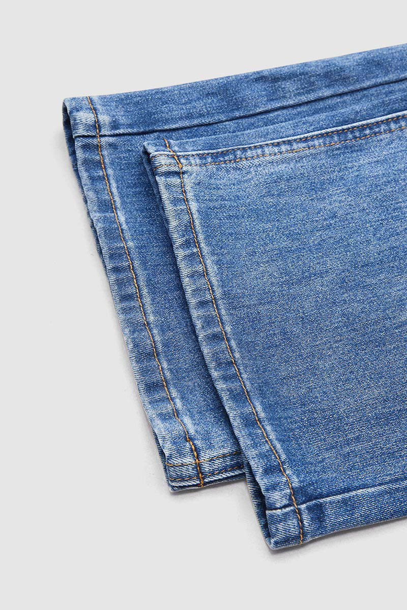 Wash Mid Waist Straight Leg Jeans Without Belt