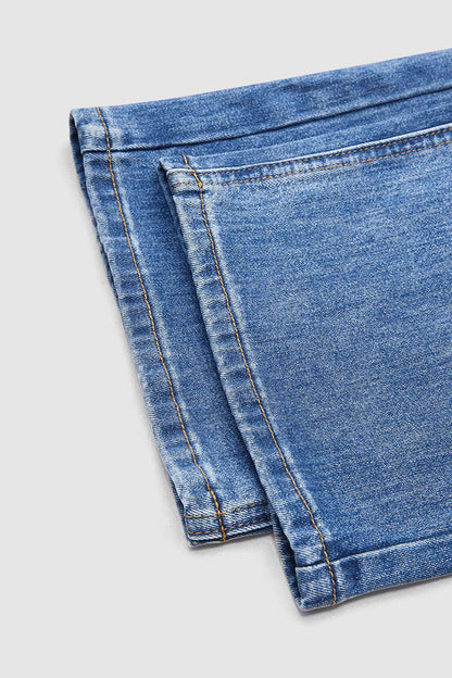 Wash Mid Waist Straight Leg Jeans Without Belt