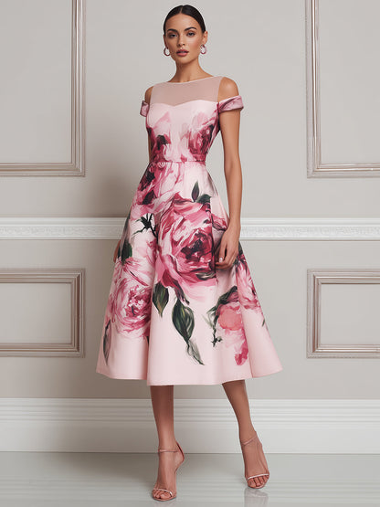 Ethereal Rose Illusion Midi Dress