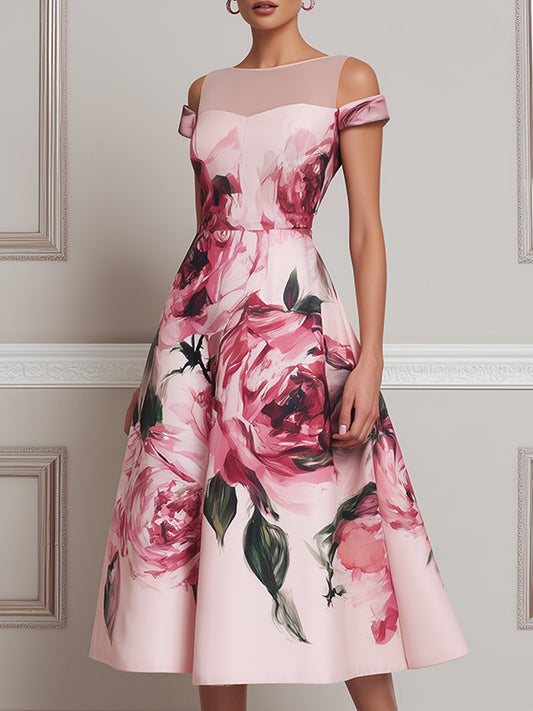 Ethereal Rose Illusion Midi Dress