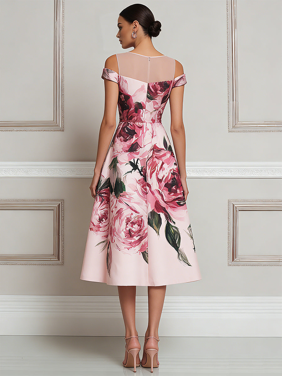 Ethereal Rose Illusion Midi Dress