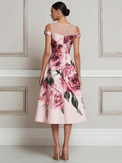 Ethereal Rose Illusion Midi Dress