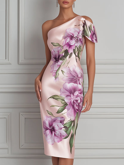 Elegant One-Shoulder Asymmetrical Sheath Dress
