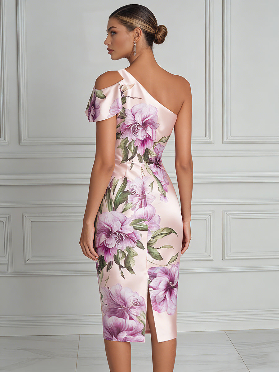 Elegant One-Shoulder Asymmetrical Sheath Dress