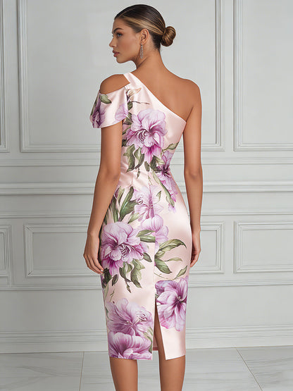 Elegant One-Shoulder Asymmetrical Sheath Dress