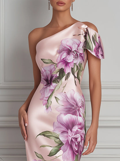 Elegant One-Shoulder Asymmetrical Sheath Dress
