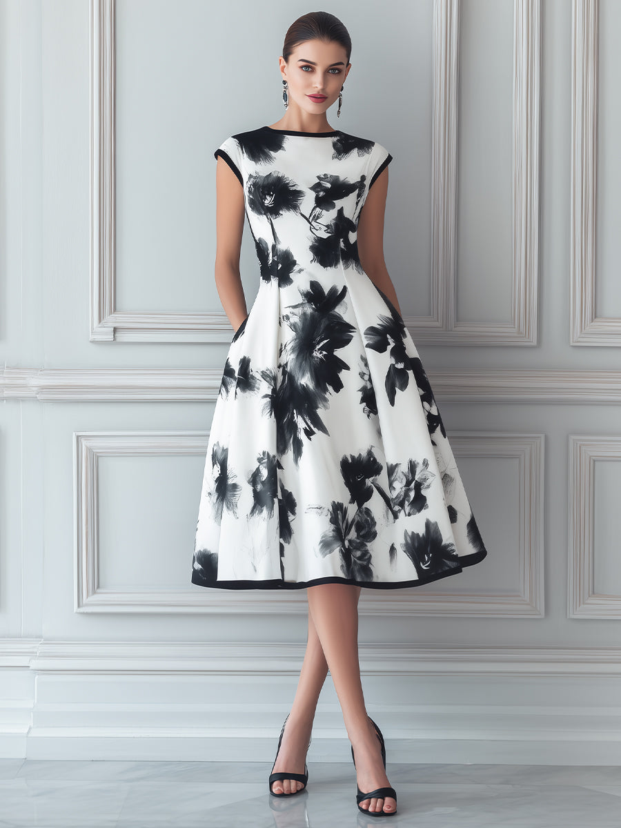 Timeless Floral A-Line Bloom Flare Dress