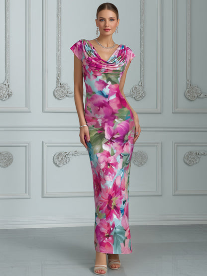 Floral Cowl-Neck Maxi Dress