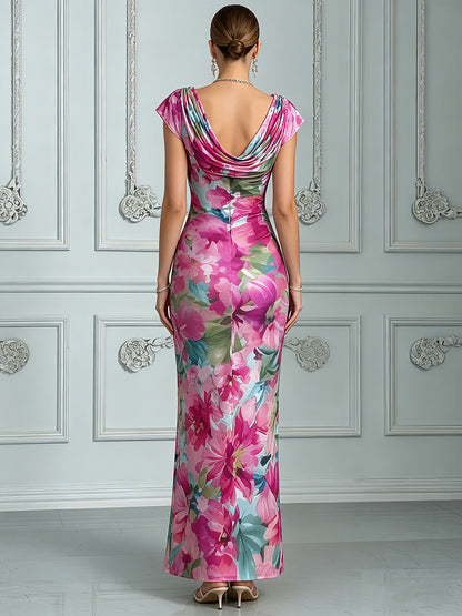 Floral Cowl-Neck Maxi Dress