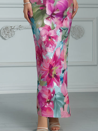 Floral Cowl-Neck Maxi Dress