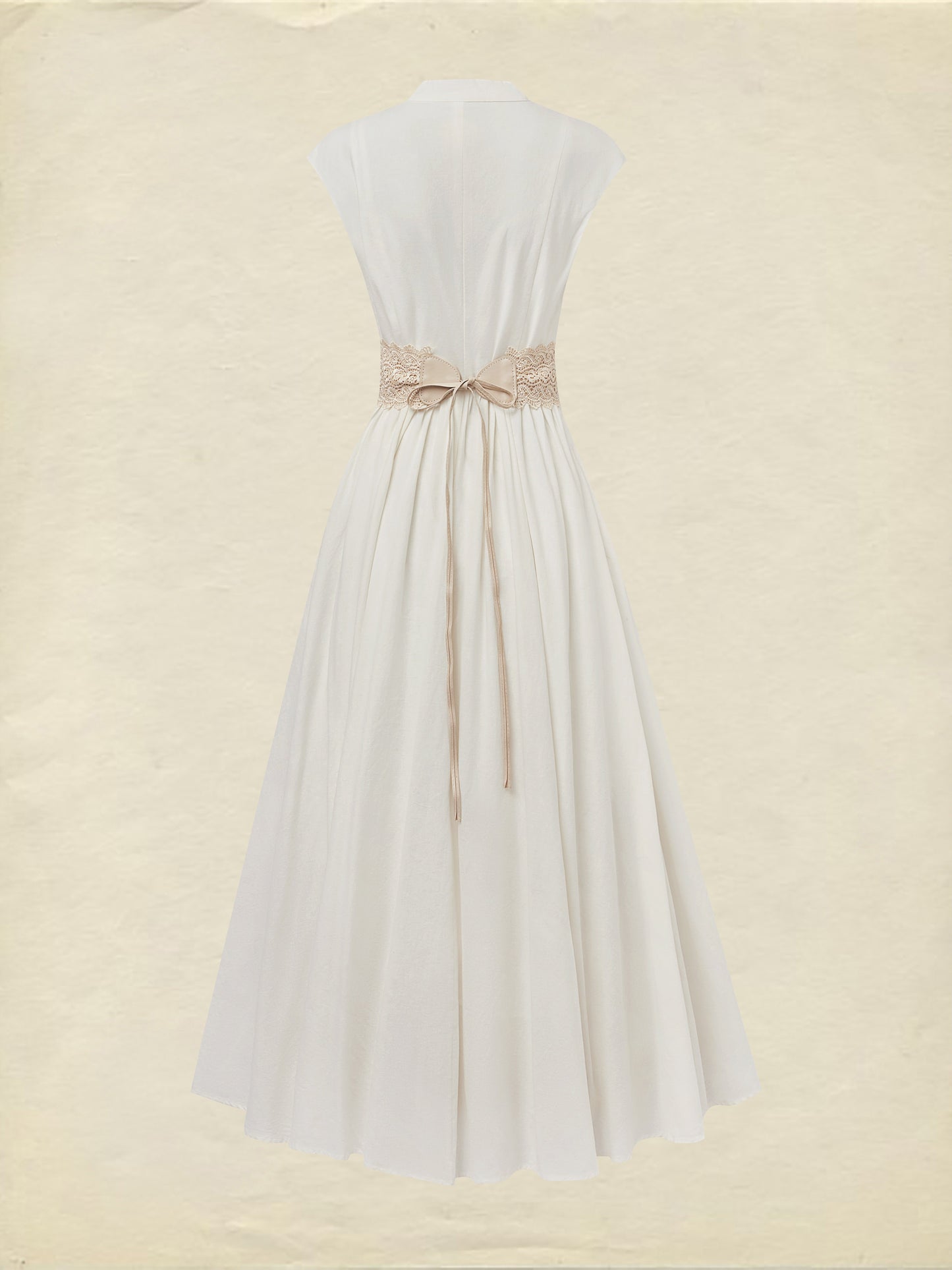 Robe longue en lin, manches courtes, col en V, unie, dentelle, vintage, blanche